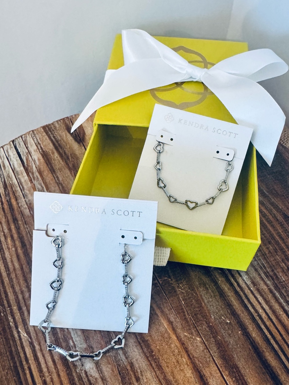Kendra Scott Silver Heart Link Bracelet Set